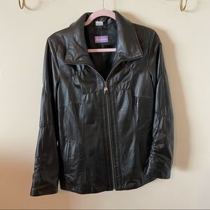 Leather zip up jacket